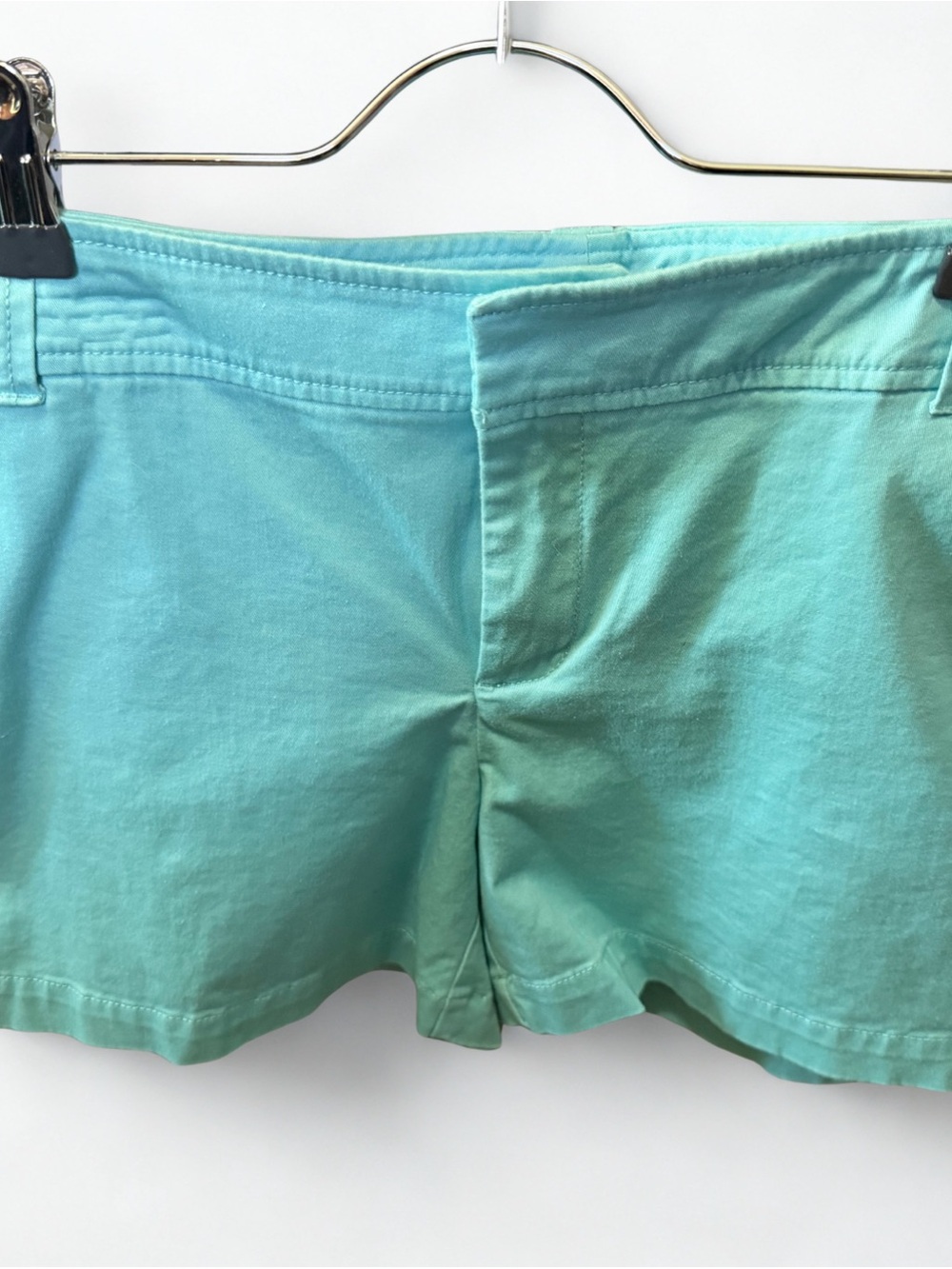 New York & Company Aqua High-Rise Cotton Shorts